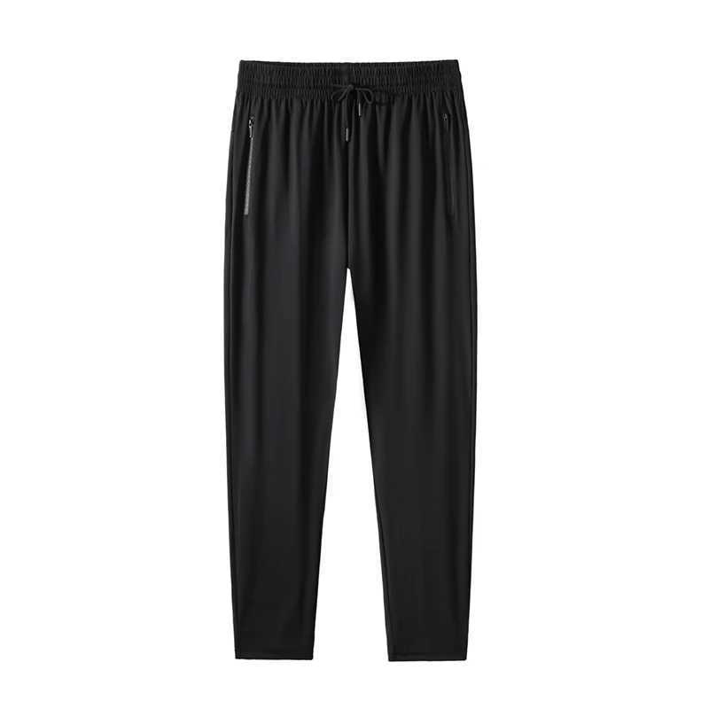 Mens ice silk pants summer thin quick drying breathable sports pants loose size straight leg elastic fashionable casual pants W250318