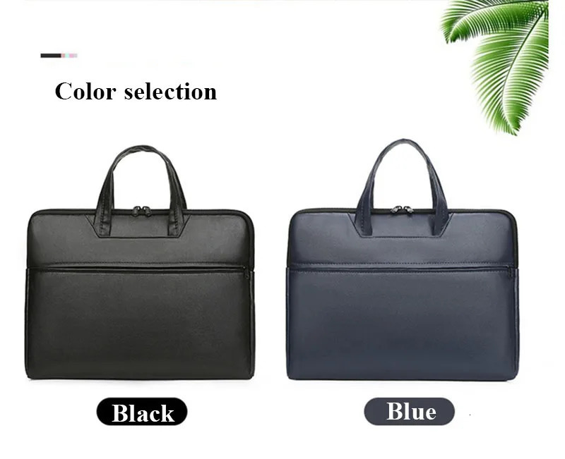 PU soft surface casual mens laptop file business travel conference bag waterproof portable briefcase 250317