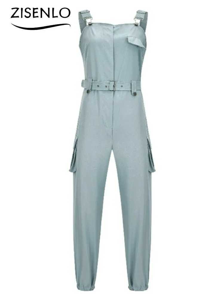 Long sleeved summer belt style strapless work jumpsuit solid color casual mens unique and elegant womens top X2503181