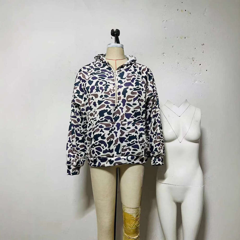 Printed hip-hop hooded jacket, American retro long sleeved sweatshirt, women's 2025 temperament versatile new trend clothing ins