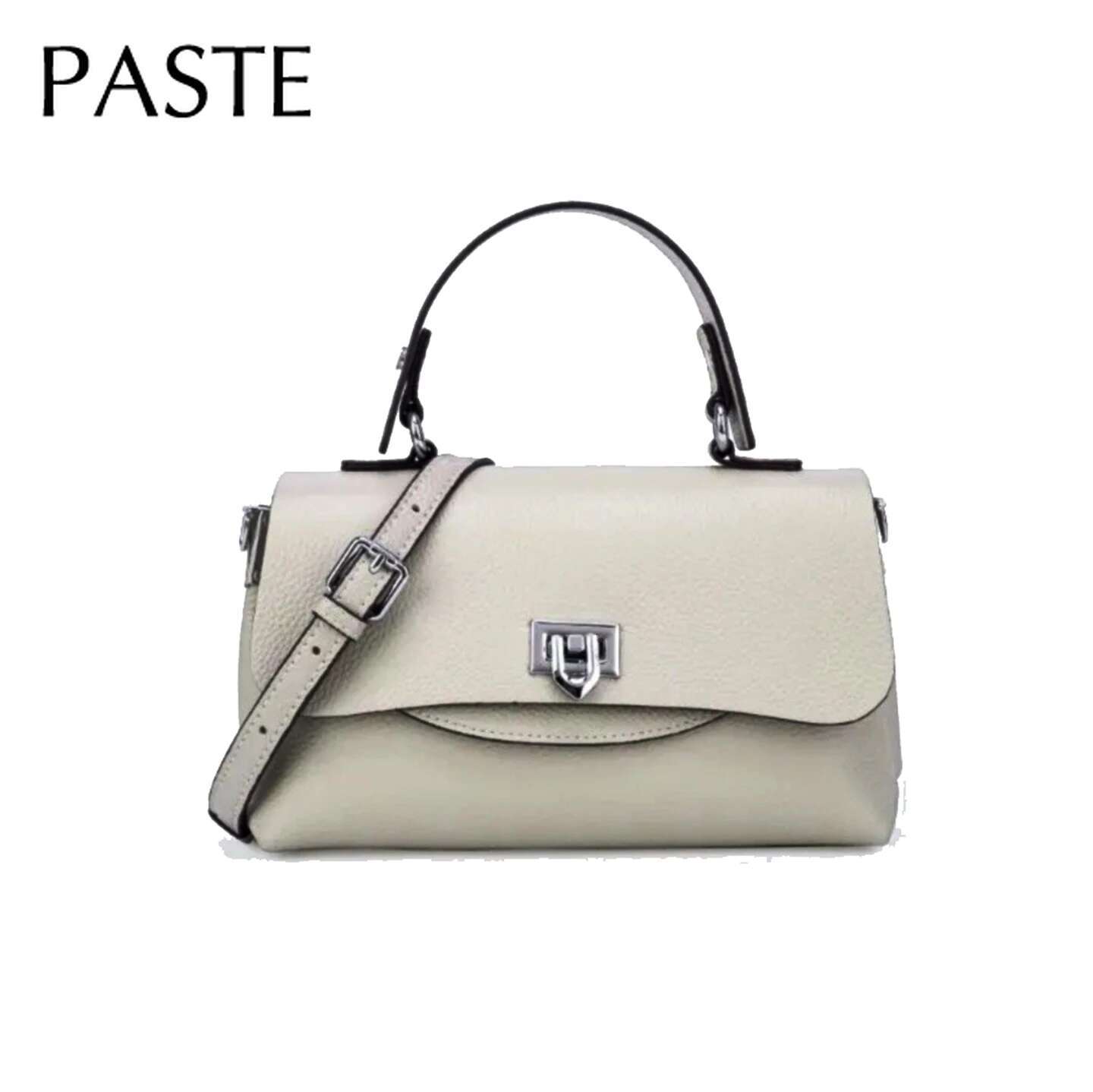 New Beige Pure Color Summer Lock Hand Genuine Cow Shoulder Bag Women Flap Elegant Lady Real Leather Handbags Trendy