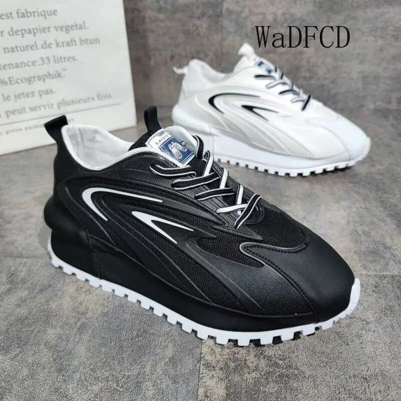 Chunky Sneakers Men Women Cover Bottom Board Fashion Casual Leather Mesh Breathable Increased Internal Flat Platform Shoes