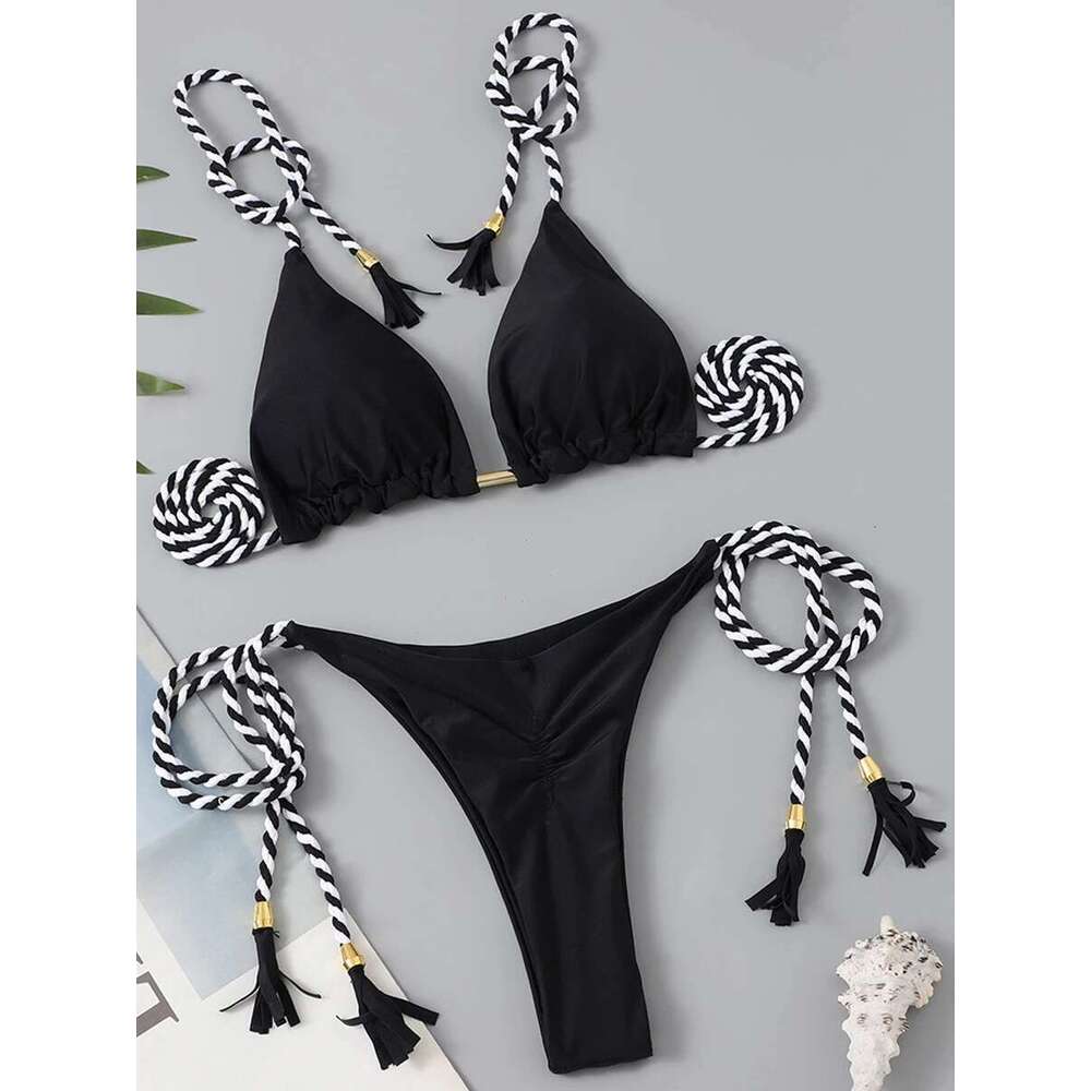 2023 triangle thong bikini women's sexy Brazilian swimsuit side tie thong women's swimsuit summer beachwear