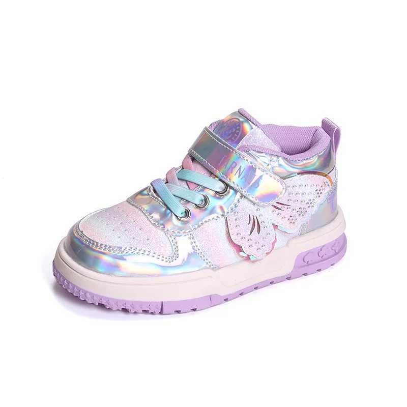 Girls Sneakers Fashion Rhinestone Butterfly Children Casual Shoes 2024 Autumn Student Running Shoes School Soft Sole Kids Shoes W250318