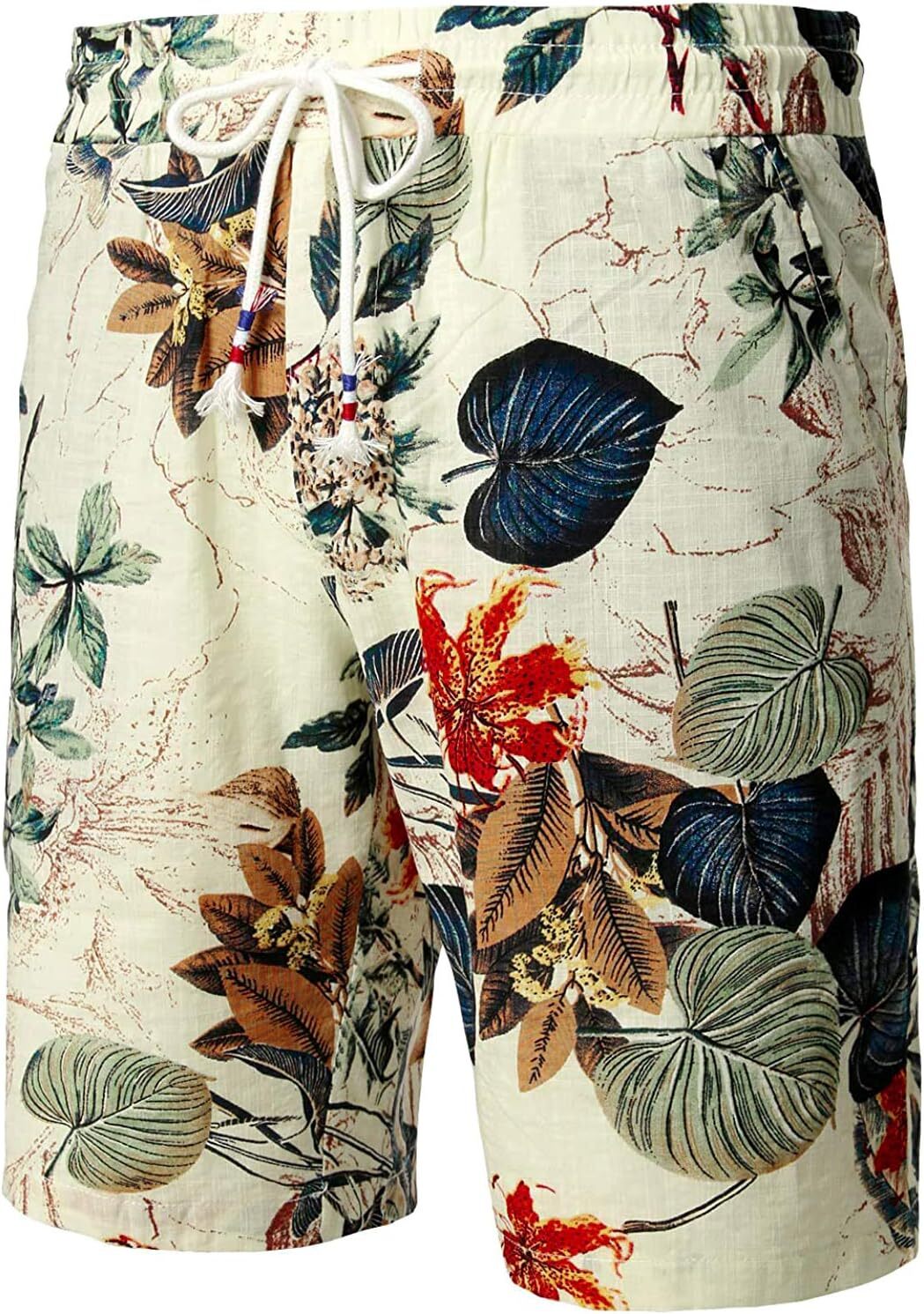 Men's Flower Flat Front Casual Aloha Hawaiian Shorts Fashion print