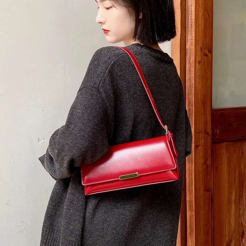 2024 Handbags Genuine Leather Women Underarm Bags High Quality Single Shoulder Female Versatile Crossbody Bag Coffee