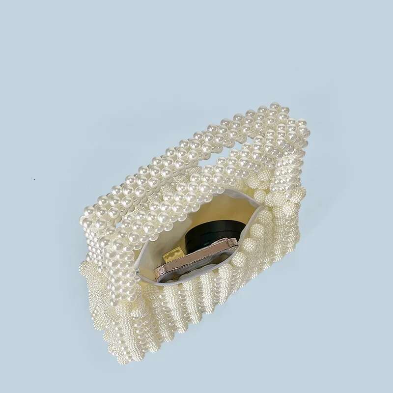 2024 Fahsion Pearl Beaded Evening Bag Design Women's Handmade Hand-Beaded Handbag Wedding Party Clutches Sac A Main Femme
