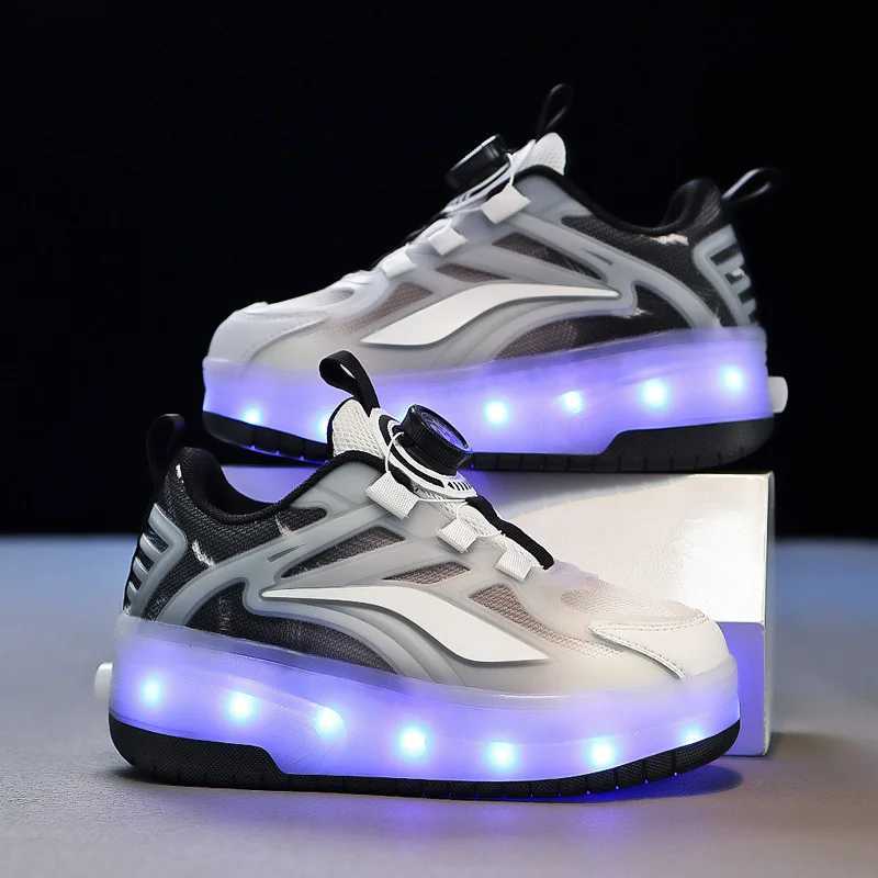 Childrens walking shoes boys two wheeled girls sports roller skates invisible students outdoor activities W250318