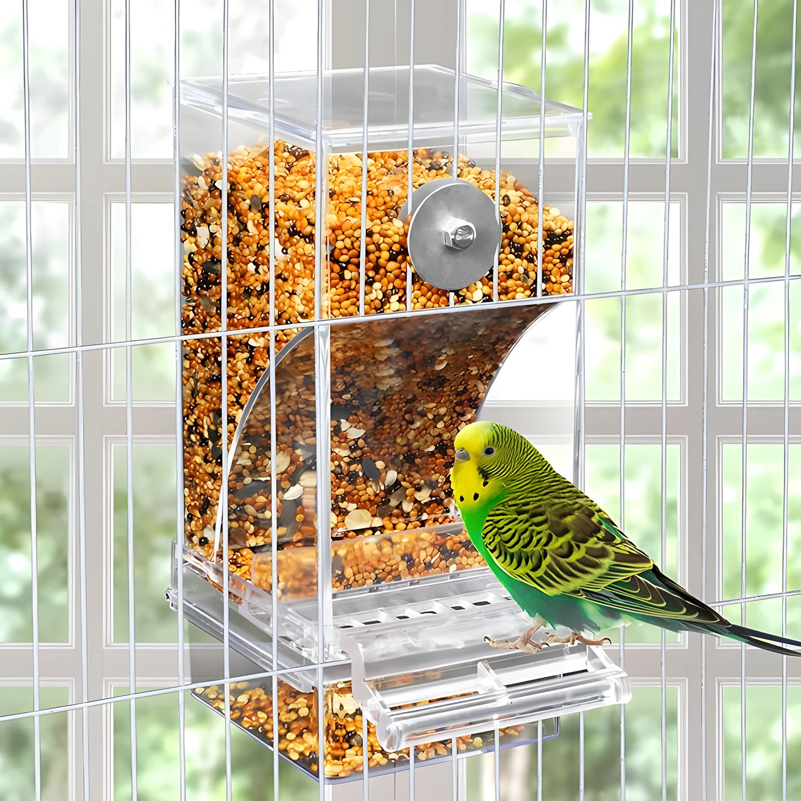 Wolinpet chaos free automatic bird feeder transparent food container cage acrylic parrot accessories 250318