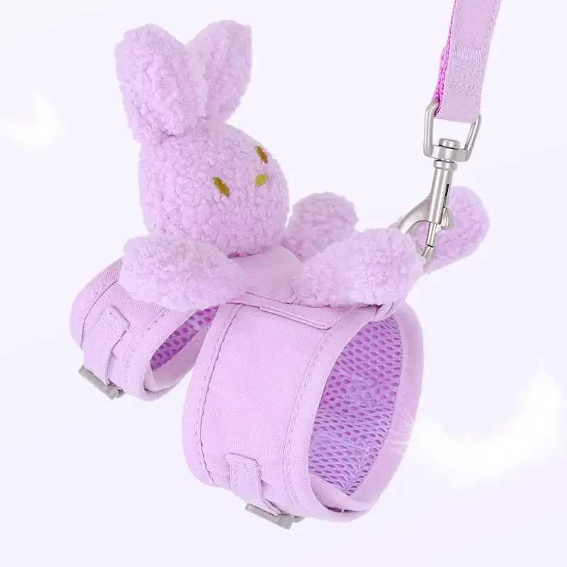 Cute plush rabbit chest vest dog leash dog walking leash dog leash puppy cat supplies dog collarT250318