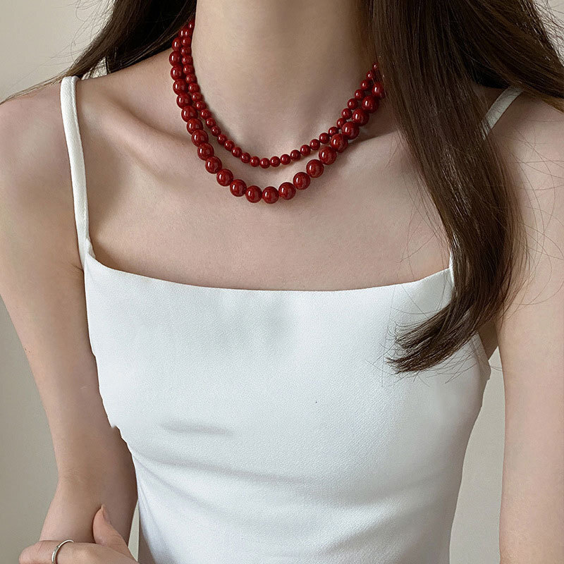 Glass Pearl Necklace Feminine High-grade Collar Bone Chain Choker Jewelry