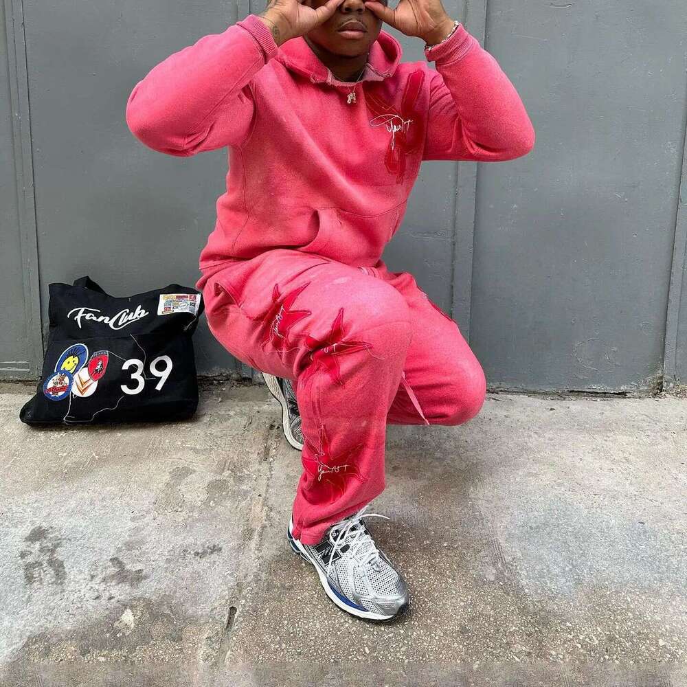 Trendy Men's Sports Two-Piece Men Women, Acid Wash Tracksuit Set For Washing And Aging
