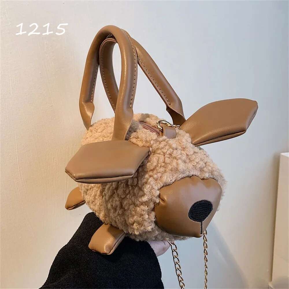 Cartoon Sheep Shape Small Handbag Shoulder Women's Plush Chain Crossbody Mini Bag