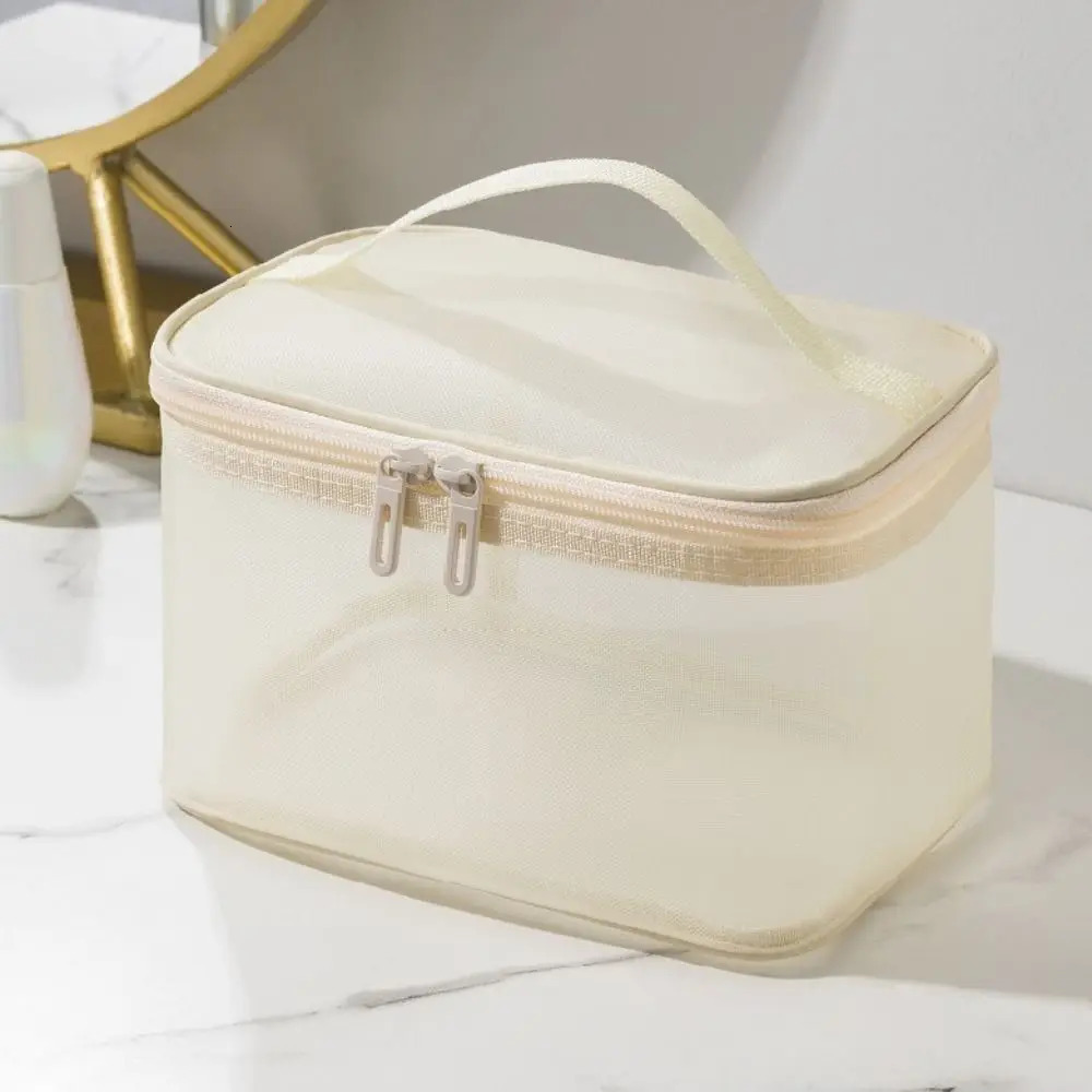 Fashion Transparent Mesh Travel Cosmetic Bag Storage 1/2/3 layer Toiletry Bag Large Capacity Make Up Organizer Bag Womens 250314
