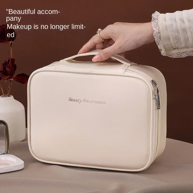 Womens Double Layer Makeup Bag Large Capacity Cosmetic Bag er storage bag Cosmetics Organizer Travel Essentials 250314