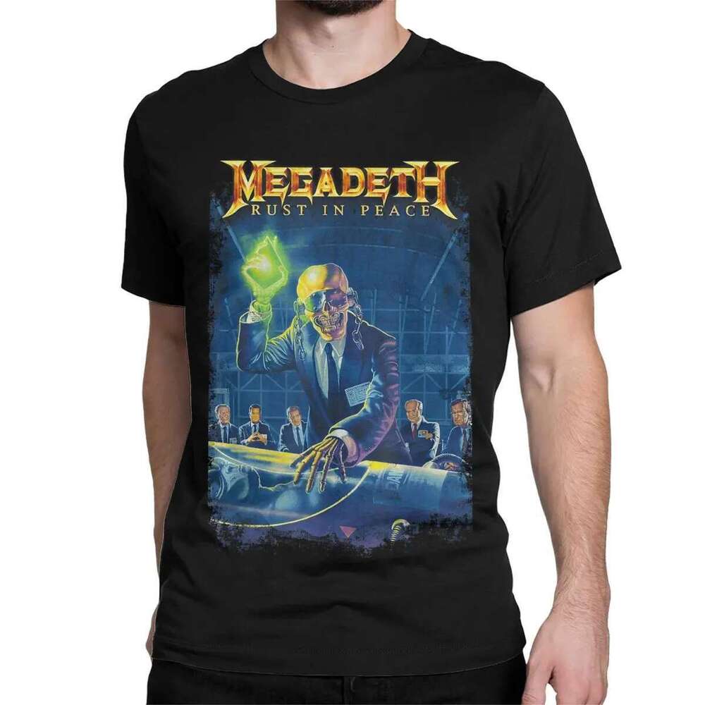 New Rust and Peace Metal Rock Band T-shirt Men's and Women's Round Neck 100% Cotton T-shirt Megadeths T-shirt Short Sleeve Party Top