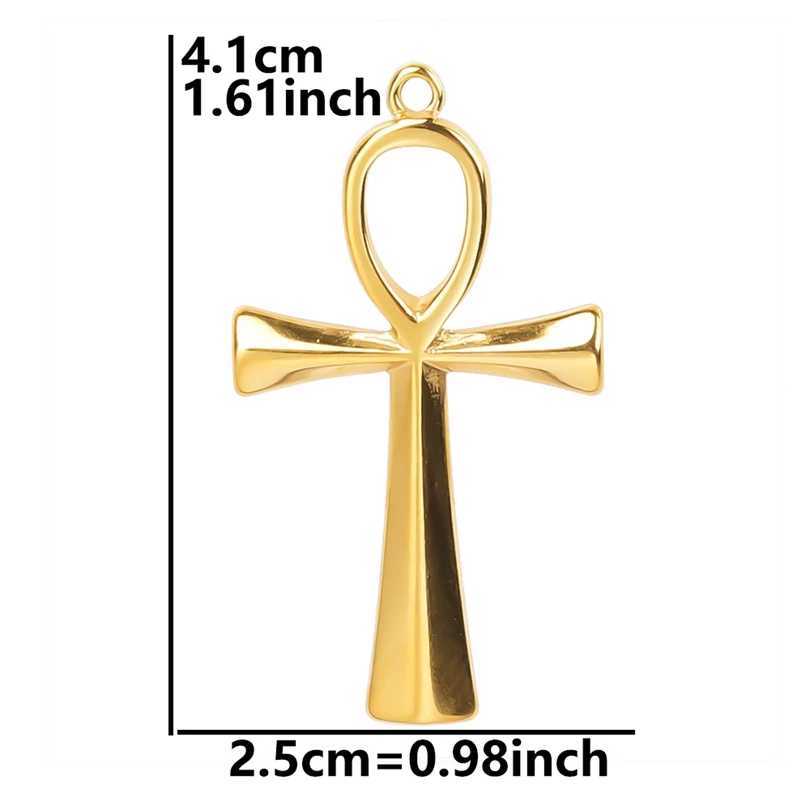 GLOWCAT Ancient Egyptian Anke Cross Pendant Necklace suitable for female and male accessories fade free simple stainless steel necklace necklace W2503