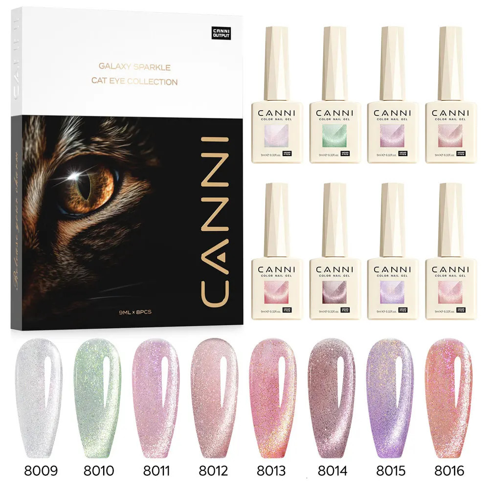 CANNI Glitter Galaxy Cat Eye Nail Gel Polish Kit HEMA FREE Soak Off UV LED Diamond Sparkle Gorgeous Color Semi Permanent Gel 250314