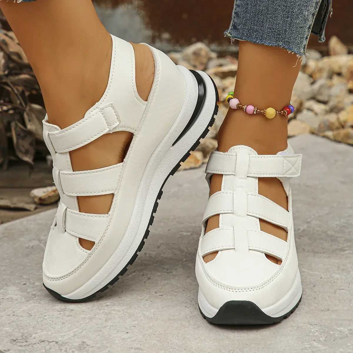 Fashion toe hollow wedge-shaped platform womens shoes summer casual height increase sandals Roman sandals M250317