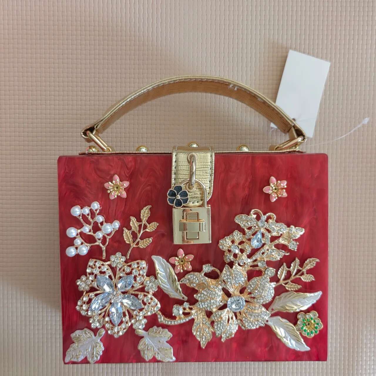 Designer Acrylic Box Evening Clutch Women's Handbag Ral Marbled Dia Suitcase Lady Purse Shoulder Crossbody Bag