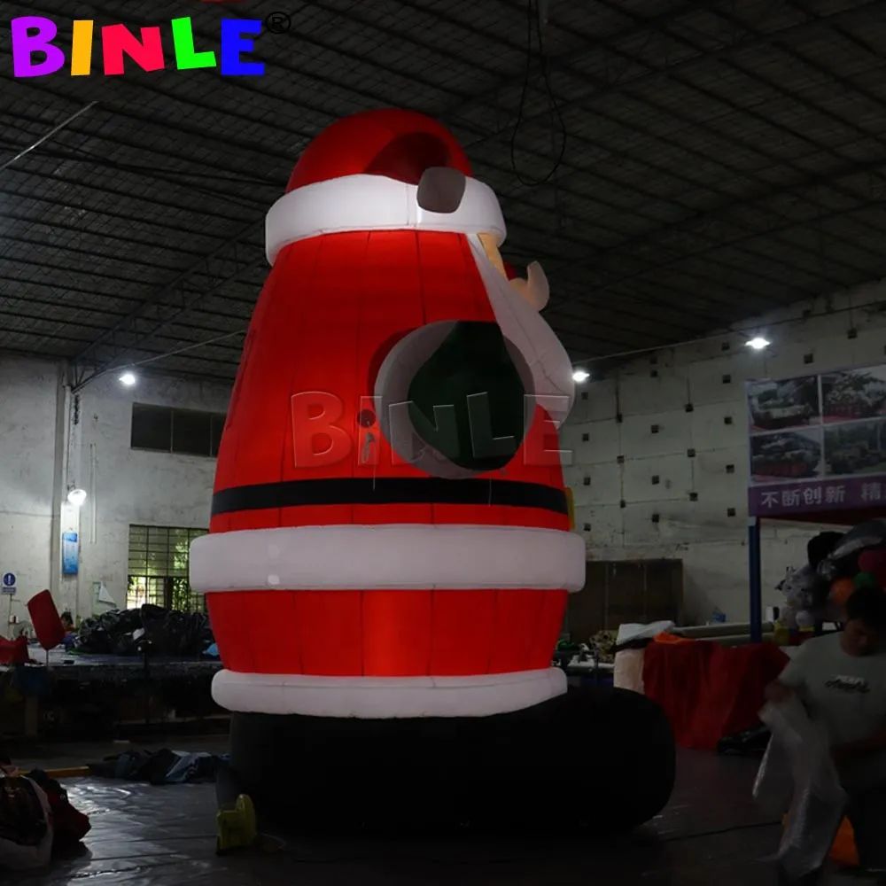12m height (40ft) Fantastic Giant Christmas Inflatable Santa Claus With Green Gloves&Black Belts Blower For Outdoor Decorations