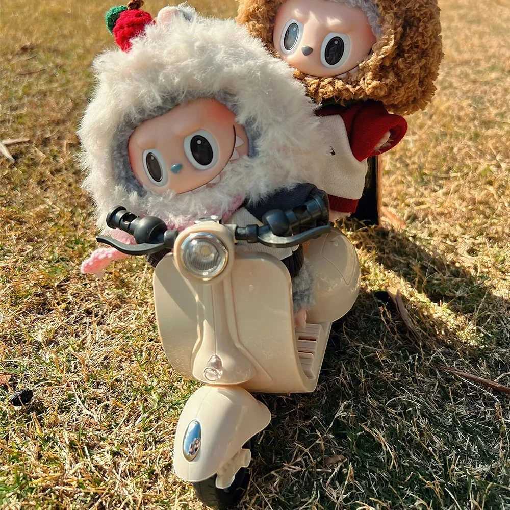 Mini electric bicycle doll motorcycle spinning childrens toy for Labubu toy car creative doll accessories Y250318