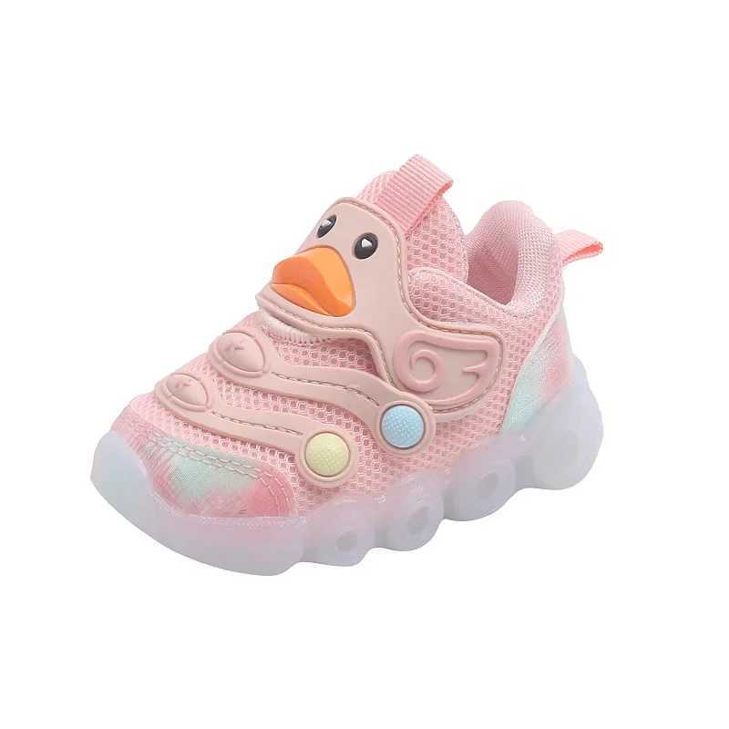 Childrens LED casual shoes cute duck sports shoes childrens glowing tennis shoes boys and girls breathable mesh sports shoes SapatoXJ250318
