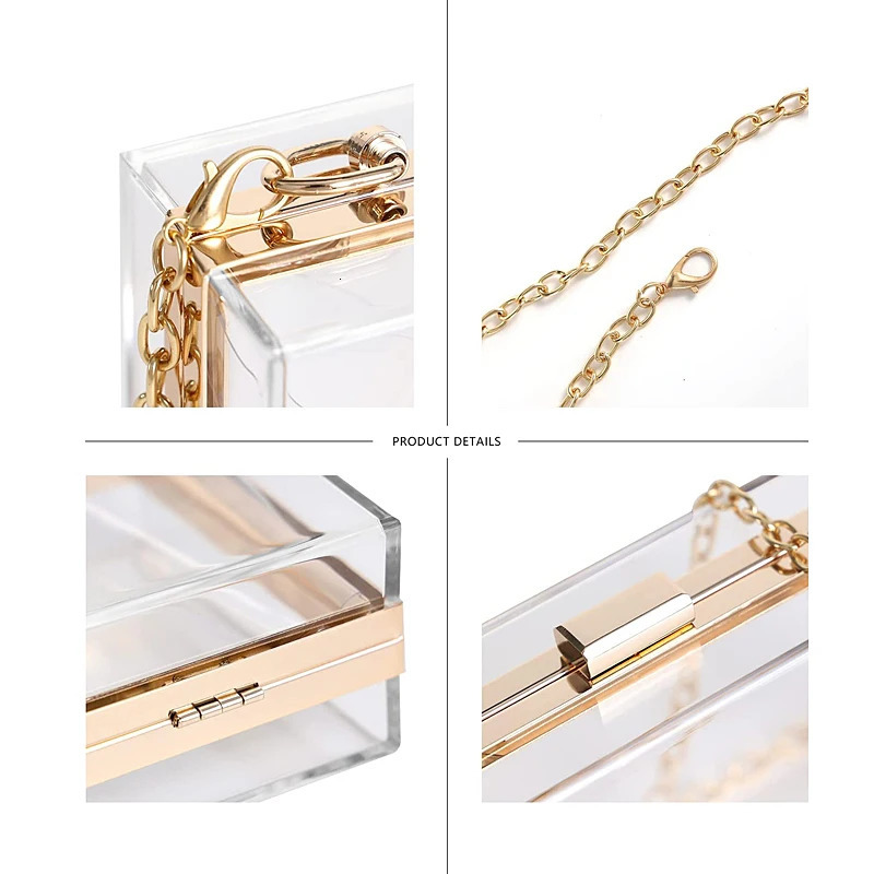 Womens Transparent Acrylic Banquet Bag Square Large Capacity Womens Wallet Sparkling Wedding Party Crossbody Bag 250318