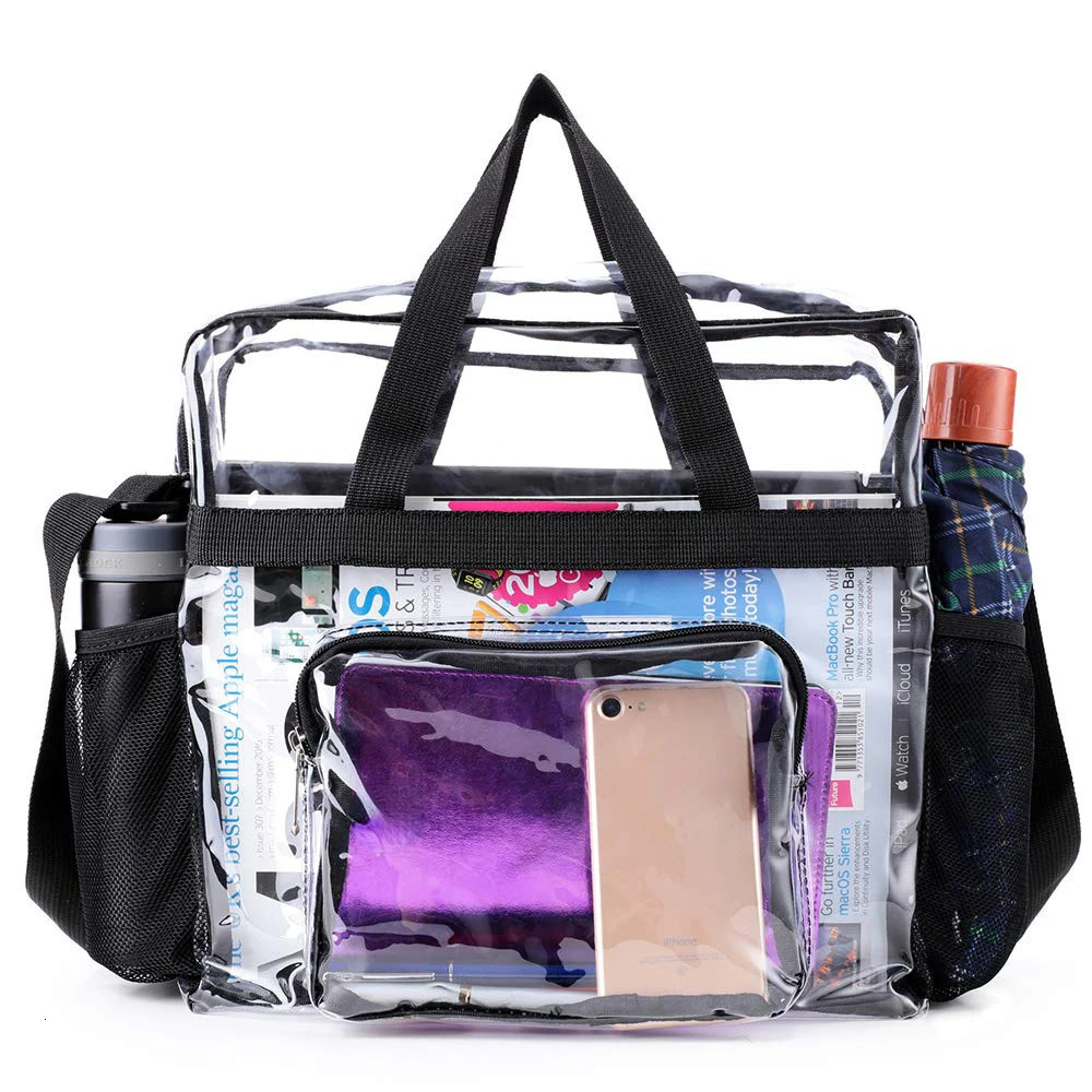 PVC Womens Bags Lunch Bag Portable Large Capacity Waterproof Travel Wash Bags Transparent Shoulder Crossbody Handbag for Women 250314