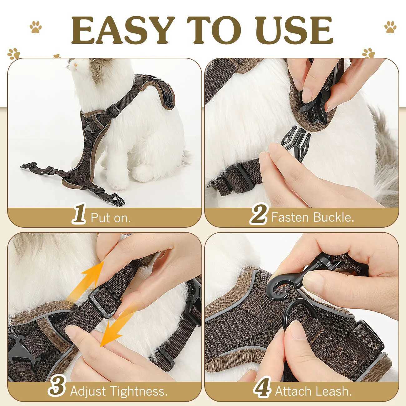 VavoPaw cat harness and belt set adjustable cat vest harness for walking with reflective strip breathable mesh cat harnessT250318
