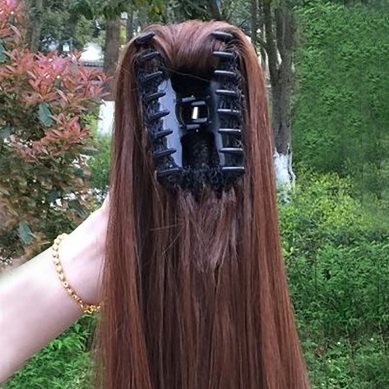 Wig Accessory Ponytail Fluffy Black Large Wave 100% High-Temperature Silk Brown Tiger Clip 0120