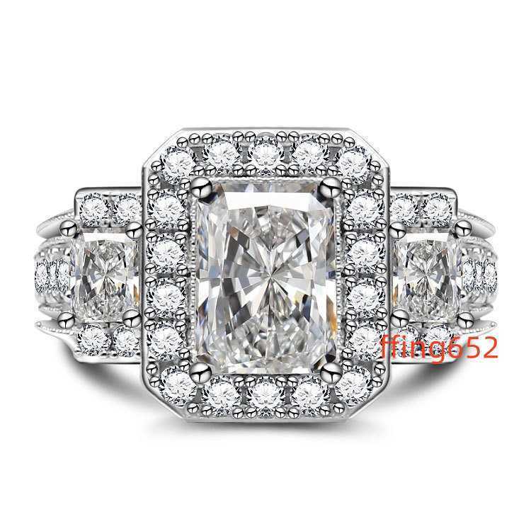 Cluster Rings Silver ring new S925 female wedding ring couples simulate zircon Moissanite wedding ring H241122