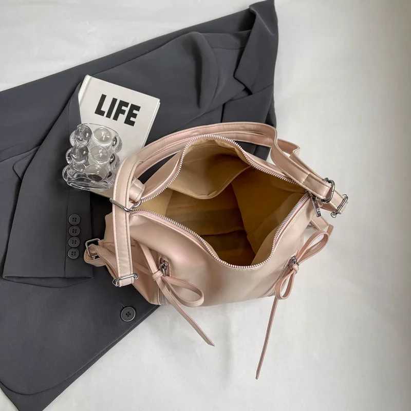 Sier Small Bow Pu Leather Shoder Bags for Wen 2024 Summer Trend Designer Fi Handbags and Purses Trend Crossbody Bag Y250318