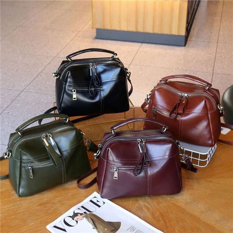 Toptrends Cowhide Genuine Leather Pillow Shoulder Bags For Women 2025 Designer Top Handle Work Crossbody Ladies Handbags