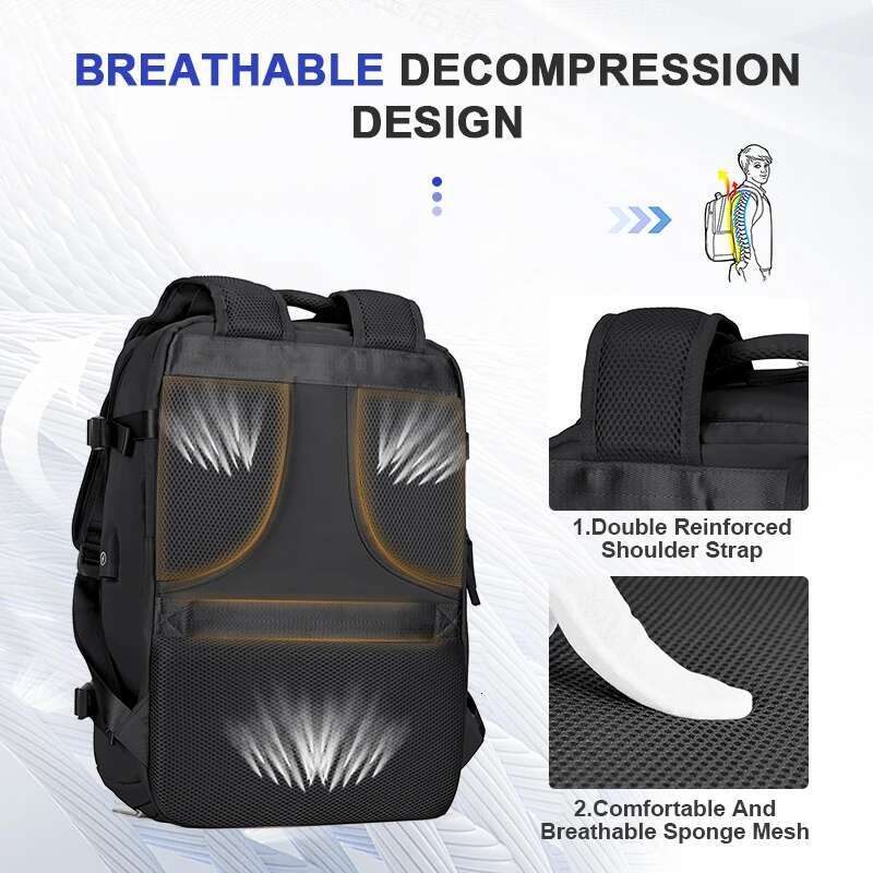Large Travel For Men,Aire Flight Approved Waterproof Laptop Backpack,Anti Theft Carry On Backpack, Hiking Backpack