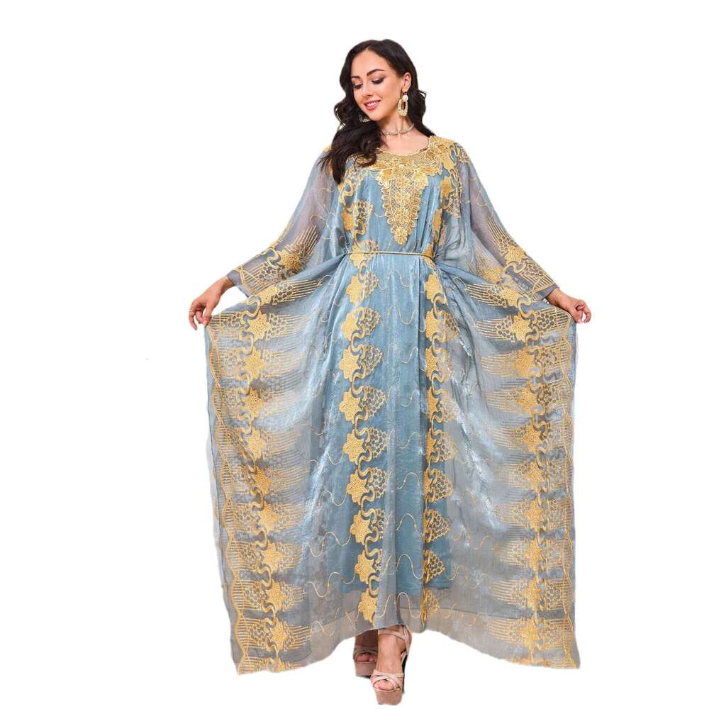 Mt041 Moroccan Muslim Robe Embroidered Bead Banquet Two Piece Set Dress