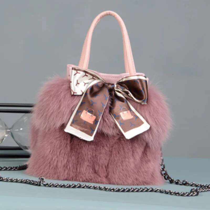 Fox Winter Women Female Fashion Chain Shoulder Real Purse Natural Fur Hand Bags Evening Party Bag