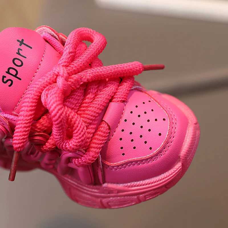 Girls sports shoes 2024 spring/summer childrens casual sports shoes hot pink childrens soft breathable running shoes W250318