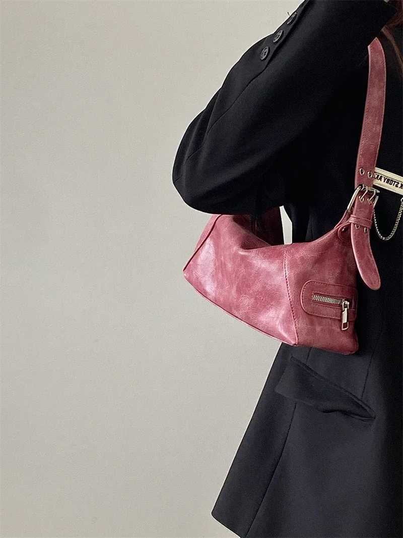 Vintage Y2K Warm Underwear Bag Pu Leather Hot Girl Shoe Bag Casual Portable Fem Handbag Cross Body Bag Handbag Y250318