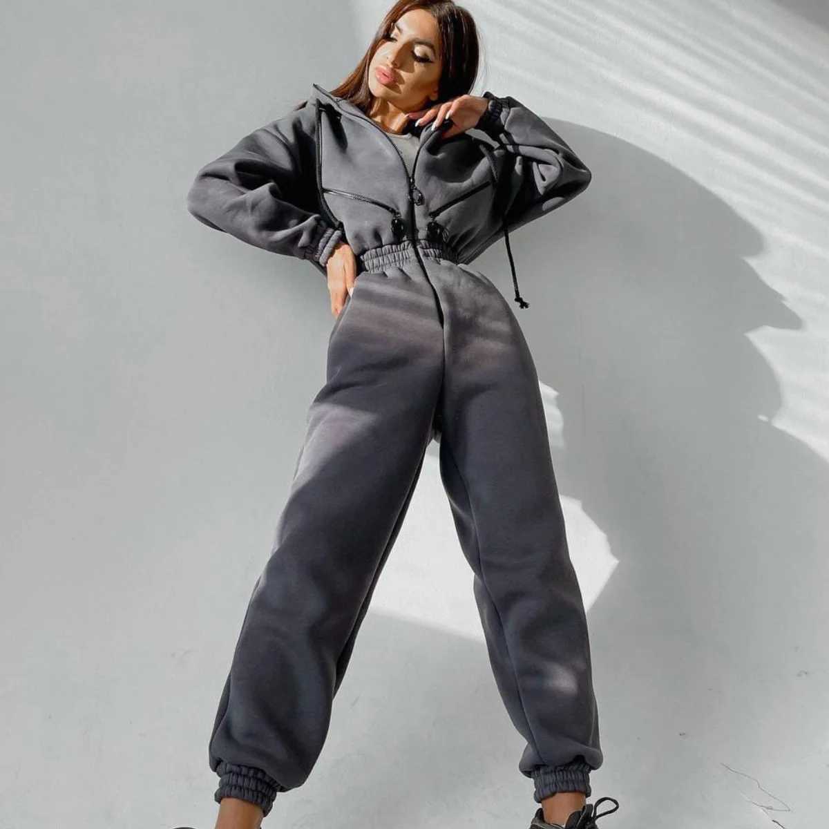 Womens Long Sleve Button Hoodie 2023 Autumn/Winter Casual Full Set Flce Sports Hoodie Womens Playsuit Sportswear X250318