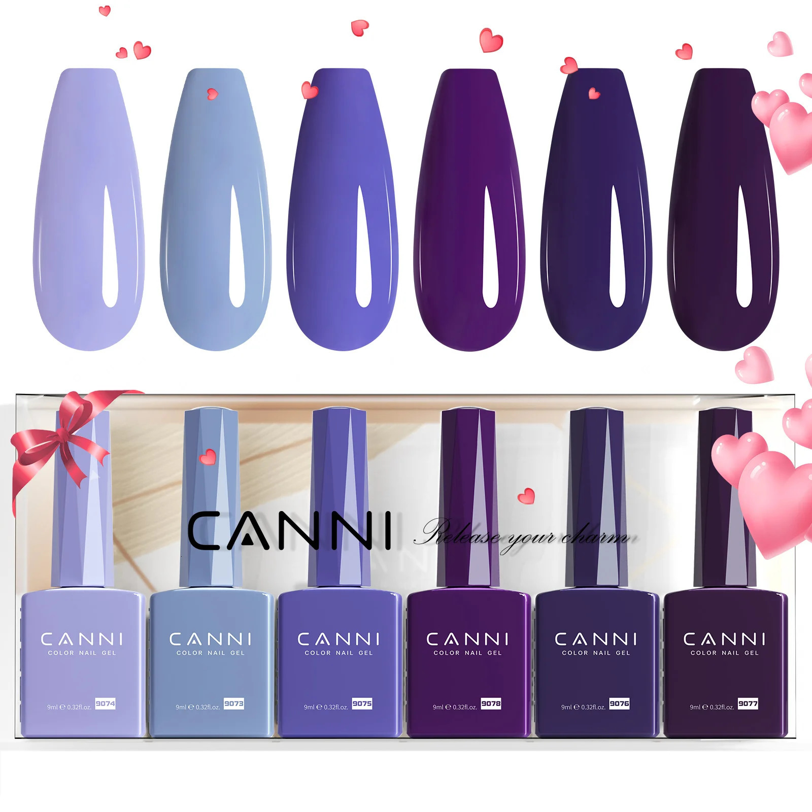 Upgraded HEMA FREE CANNI Nail Gel Polish Kit Light Purple Collection Jelly Pink Natural French Nail n Soak Off UV LED Nails 250314