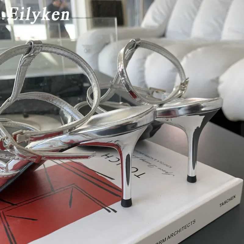 Eilyken New Fi Pointed Toe Wen Pump Patent Leather Low H Shoes Designer Buckle Fem Sandals Y250317