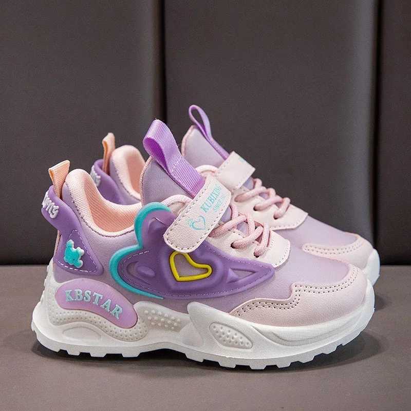 Kids Shoes for Girls Casual Sneakers with Heart Love Decoration High Quali Soft Breathable Children Sports Running Shoes 26-37XJ250318