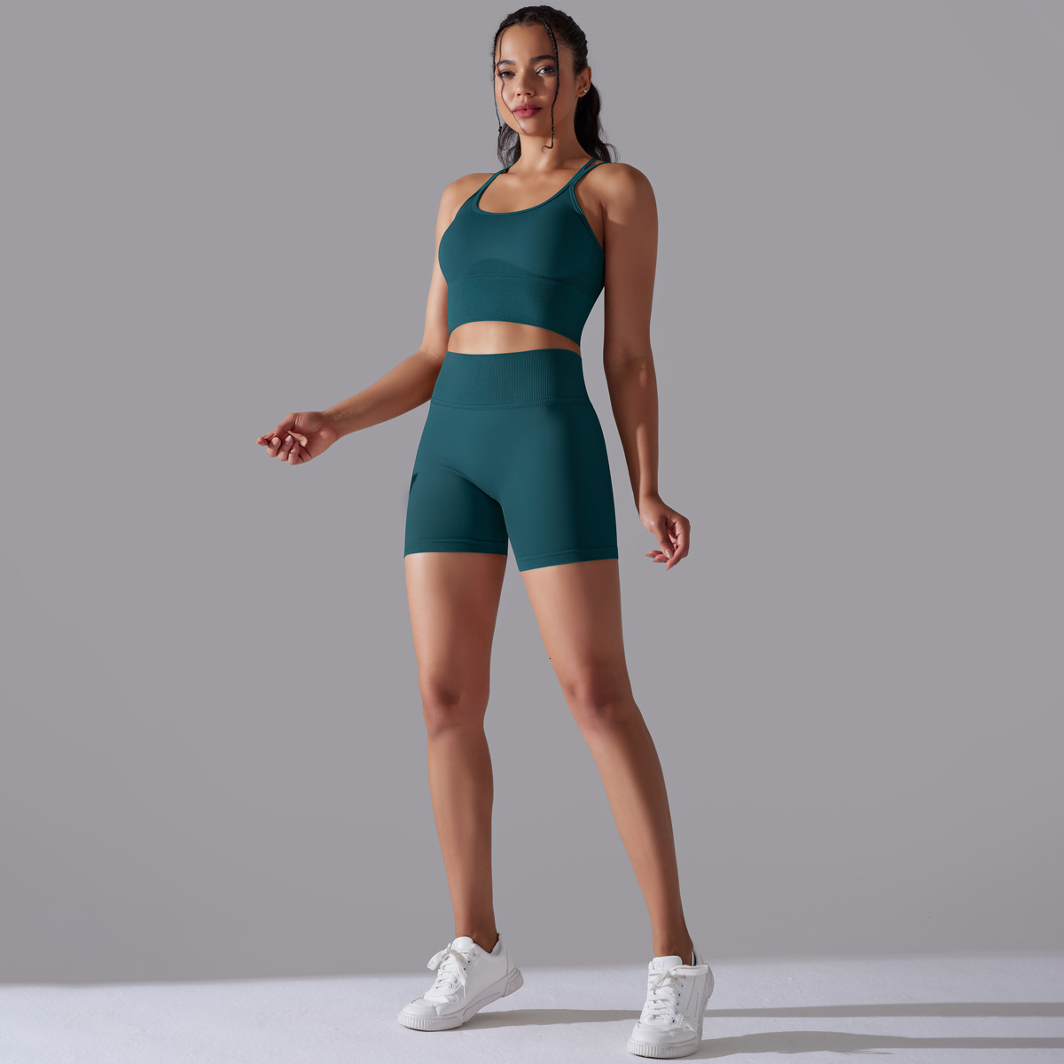 tracksuit Seamless Knitted Solid Color Beauty Back High Elastic Sports Tight Yoga Suit Running and Fitness Two Piece Set leggings