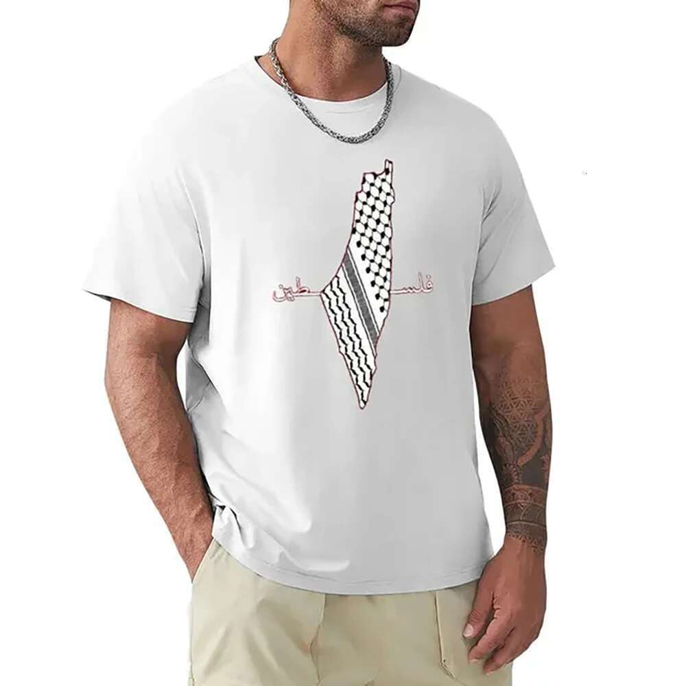 Jrjz Men's Clothing, Children's Palestine Map Printed Short Sleeve Casual Cotton T-shirt, Men's Arab Shemagh, Palestinian Flag Roli
