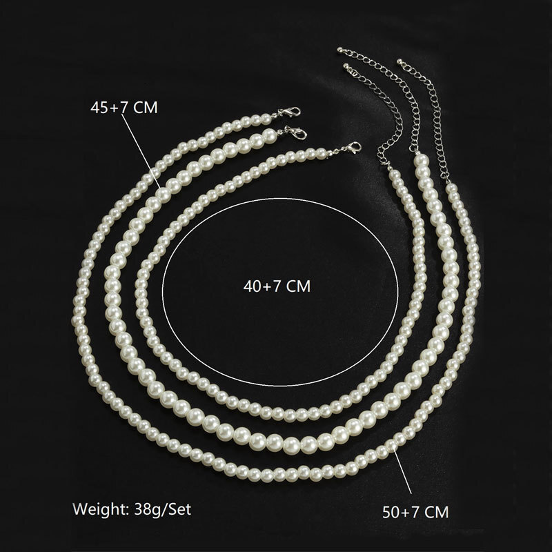 Three Layers With Imitation Pearl Necklace Men's Artificial Pearl Multi-layer Long Sweater Chain Jewelry