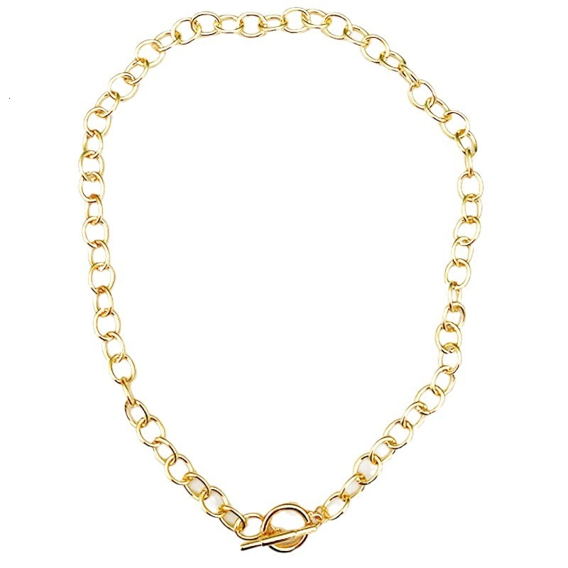 Thick Chain OT Buckle Necklace Female Light Luxury Niche Design Collarbone Chain Choker Jewelry