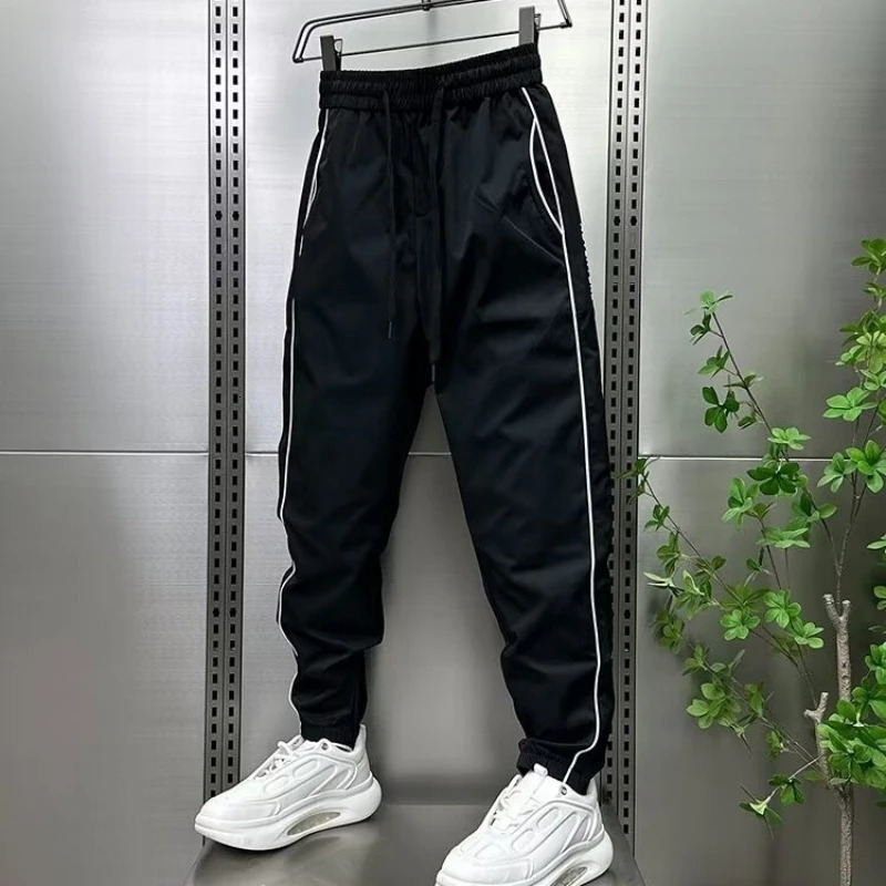 Ice Silk Pants Korean Clothes Summer Man Pants Big Size Joggers Men Trousers Sport Running Mens Cropped Trousers Gym 250318