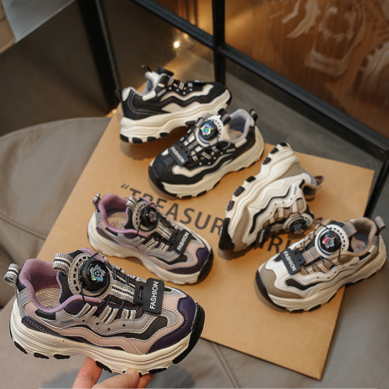 Big Kids Sport Shoes Children Running Shoes 2025 Autumn and Winter New Fashion Button Toddler Girls Boys Sneakers Trainers Big Size US10C-US6.5Y 00025