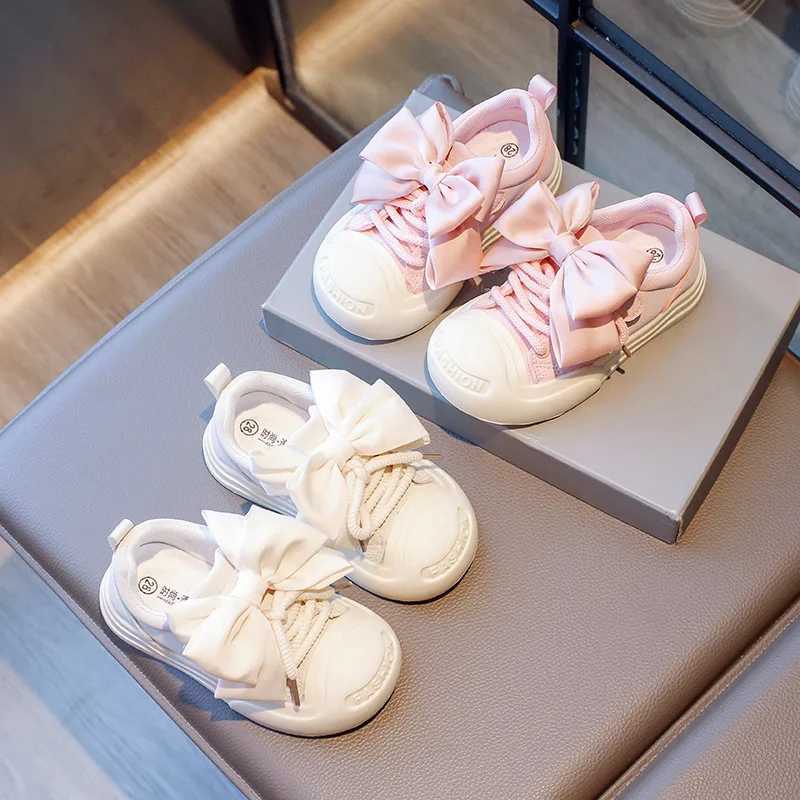 Girls sports shoes with bows childrens anti slip thick soled sports shoes childrens hook and loop casual running sports shoesXJ250318